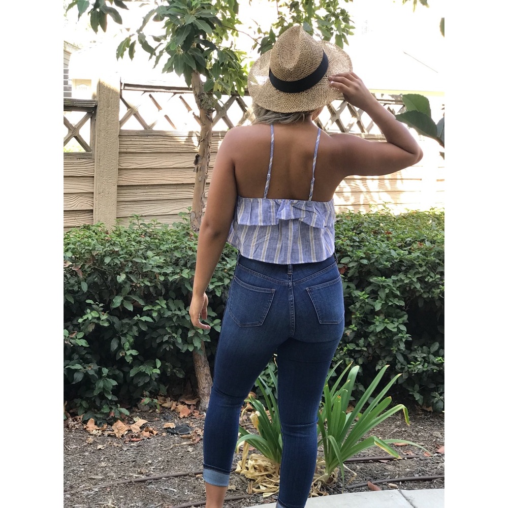 Urban Outfitters Striped Ruffle Crop Top - Picture 4 of 8
